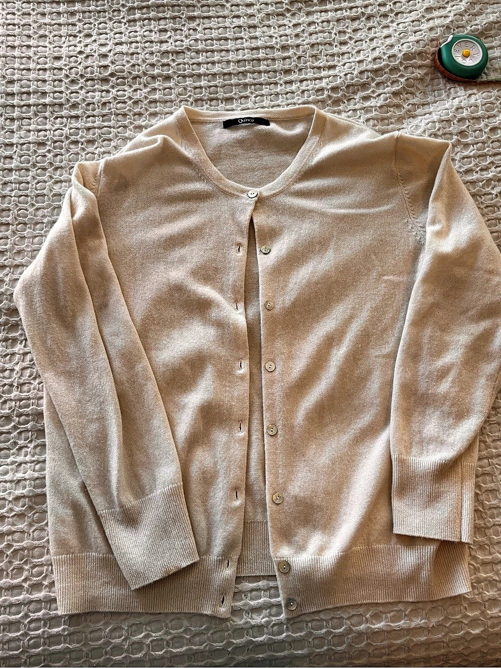 Quince Mongolian Cashmere Cardigan Sweater in off white